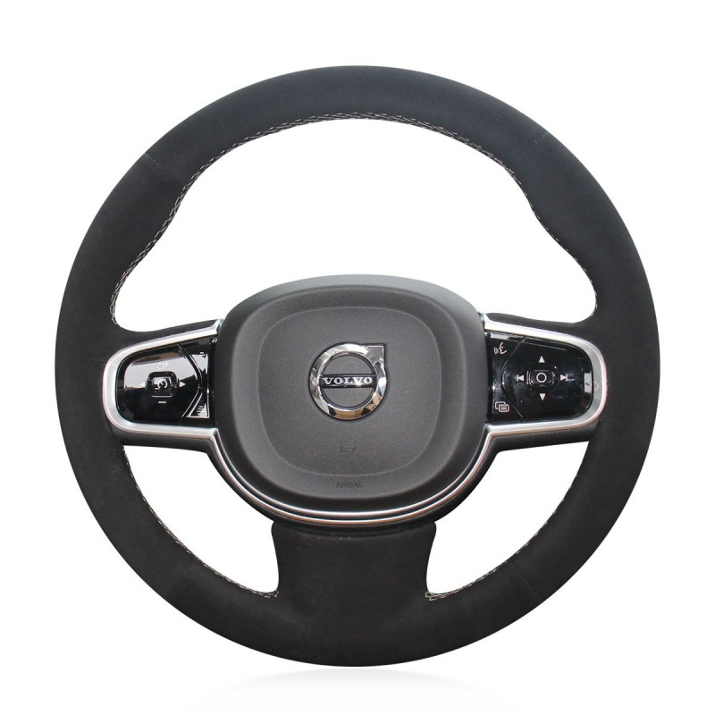 Loncky Auto Custom Fit OEM Black Suede Car Steering Wheel Cover for
